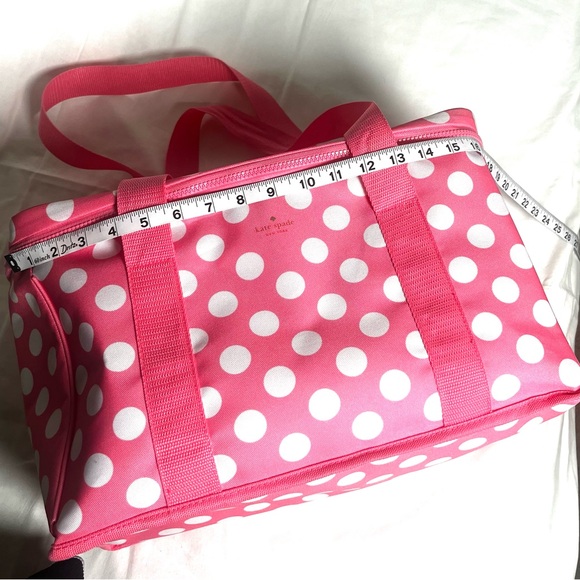 Large Kate Spade Pink and White Polka Dot Cooler Bag - Picture 6 of 6
